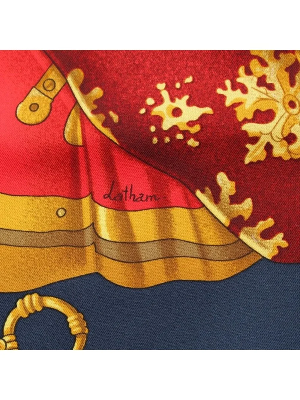 Hermes Soleil de Soie Silk Sun Carre 90 Scarf Red Navy